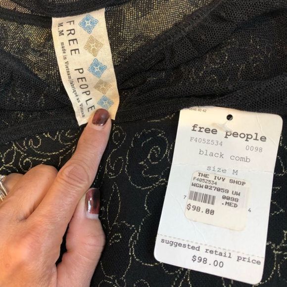 111. FREE PEOPLE DRESS black & Gold NWT - Picture 10 of 14